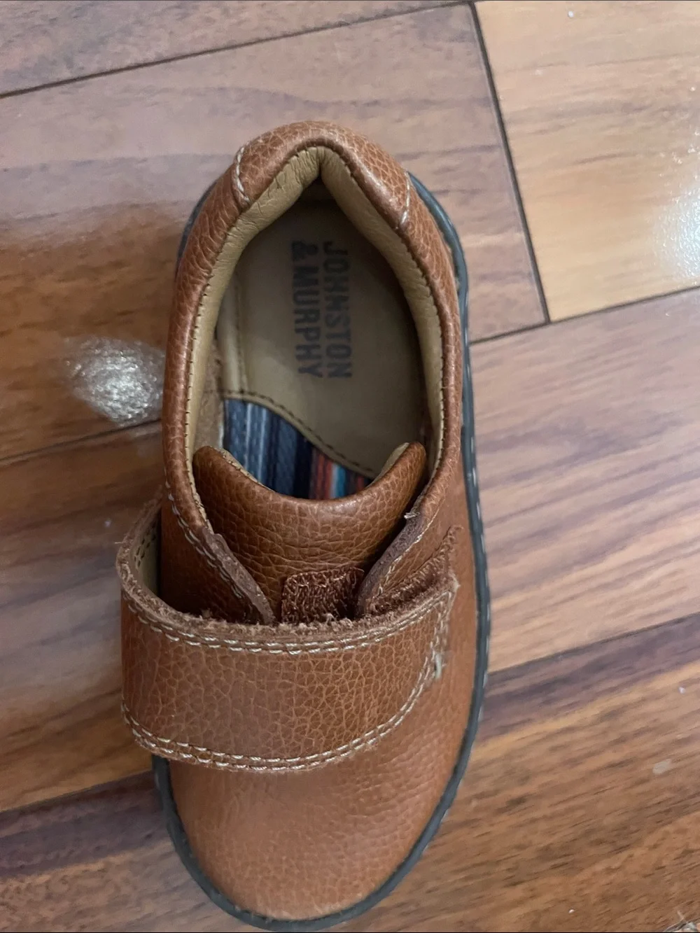 Johnston & Murphy Toddler Brown Leather Velcro Shoes